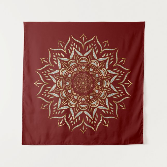 Tenture Coeurs mandala fausse parties scintillant texture (Devant)