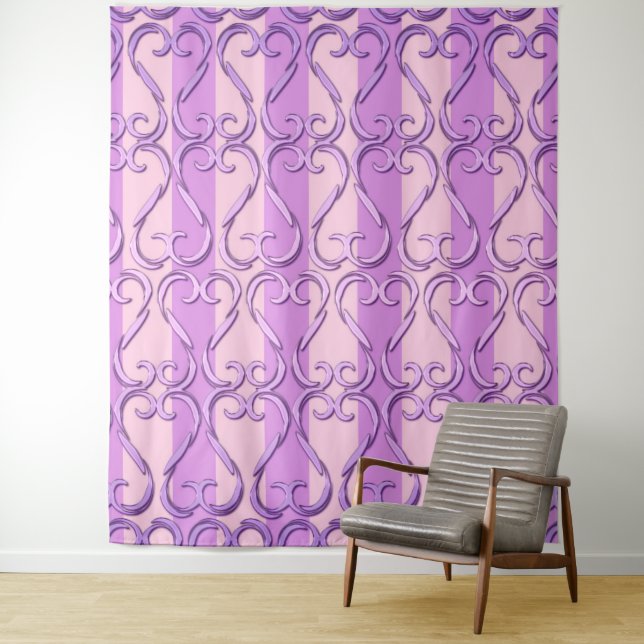 Tenture Coeurs tordus Pink & Purple Photographie fond (En situation)