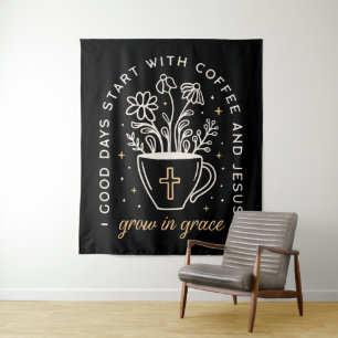 Tenture Coffee and Jesus cite sombre académique esthétique