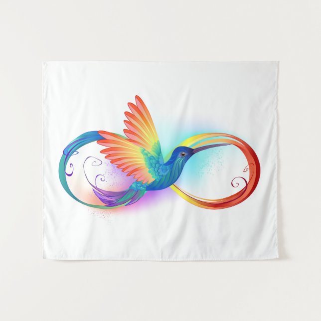Tenture Colibri arc-en-ciel avec symbole Infinity (Devant (Horizontal))