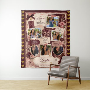 Tenture Collage de naissance personnalisé pour adolescente