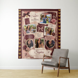 Tenture Collage de naissance personnalisé pour adolescente