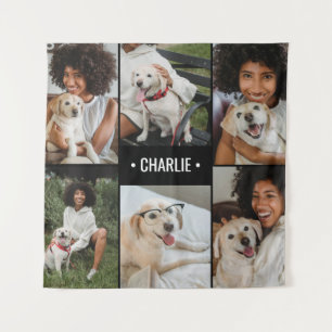 Tenture Collage de photos de chien personnalisé avec monog