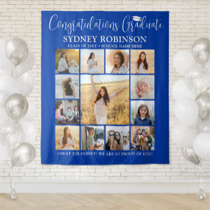 Tenture Collage de photos de diplômes Grand bleu royal fon