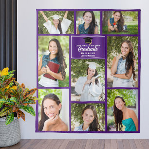 Tenture Collage de photos de diplômés violettes Fête de fi