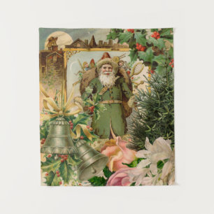 Tenture Collage Noël Père Noël Vert Ancien Monde Antique