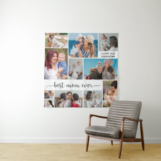 Tenture Collage personnalisé de 11 photos Meilleure Maman