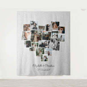 Tenture Collage photo en forme de coeur Mariage romantique
