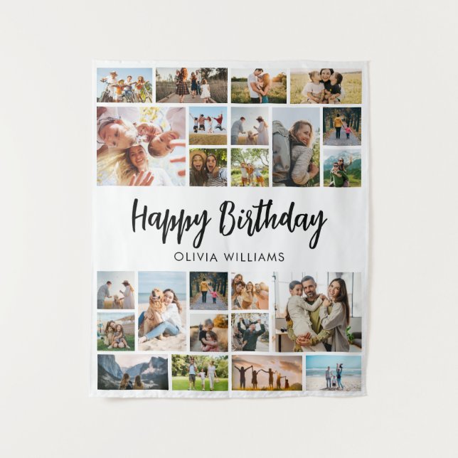 Tenture Collage photo personnalisé pour anniversaire 24 ph (Devant)