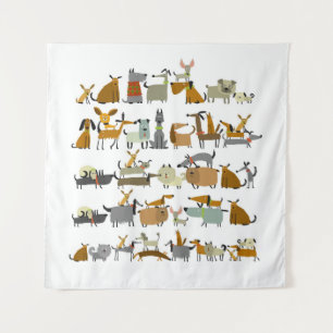 Tenture Collection de chiens mignons, illustration vintage