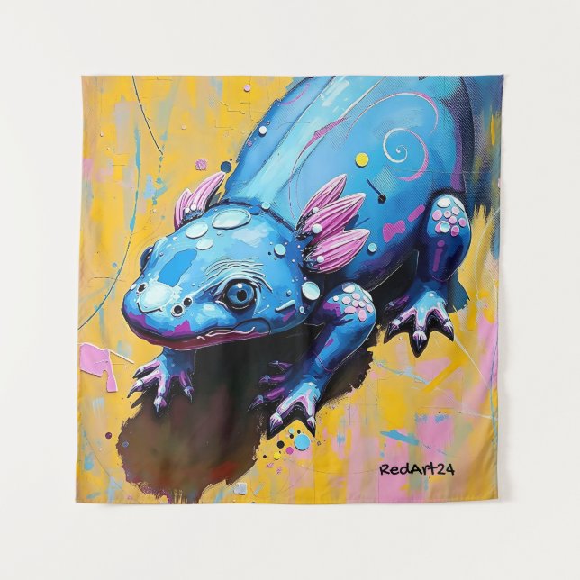 Tenture Colorful Salamander Wall Art – Endangered Amphibia (Devant)