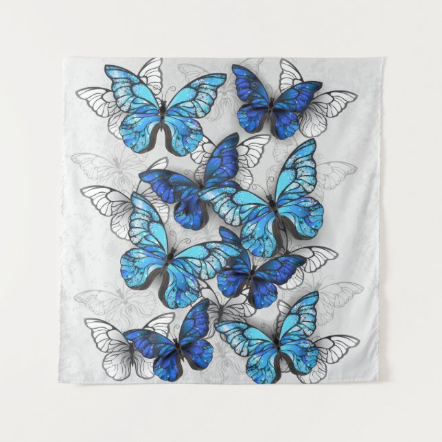 Tenture Composition des White and Blue Butterflies (Devant)