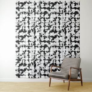 Tenture Conception d'art abstrait organique noir et blanc