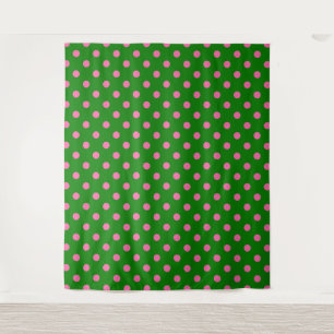 Tenture Conception de motif à pois rose sur fond vert