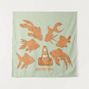 Tenture Cônes de la route et poisson rouge orange