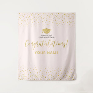 Tenture Confettis dorés et rose   Félicitations Diplômé