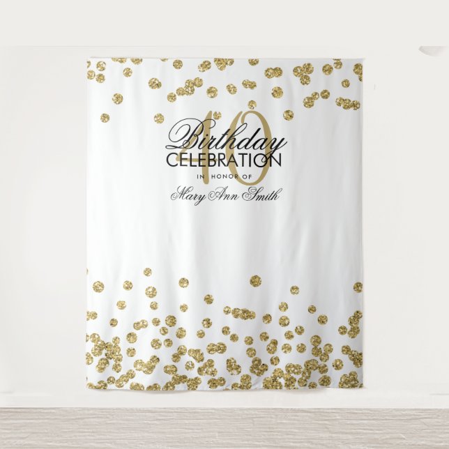 Tenture Contexte 40e anniversaire Gold White Confetti (Devant)