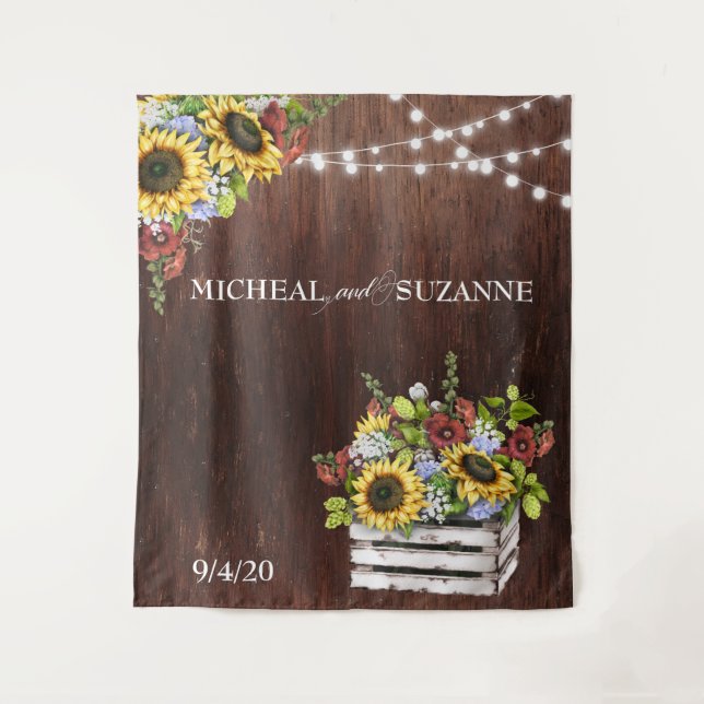 Tenture Contexte mariage Sunflower Mason Jar Burgundy (Devant)