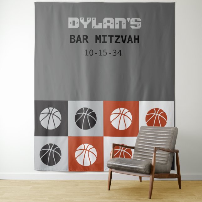 Tenture COOL BASKETBALL Bar Mitzvah Invitation (En situation)