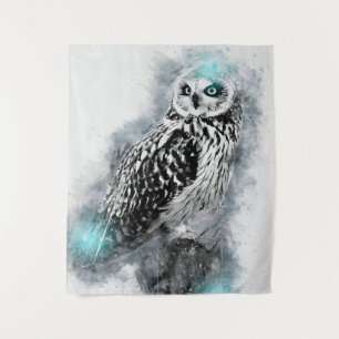 Tenture Cool Owl   Chouette d'aquarelle Abstraite   Gif co