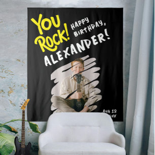 Tenture Cool You Rock Happy Anniversaire Black Yellow Brus