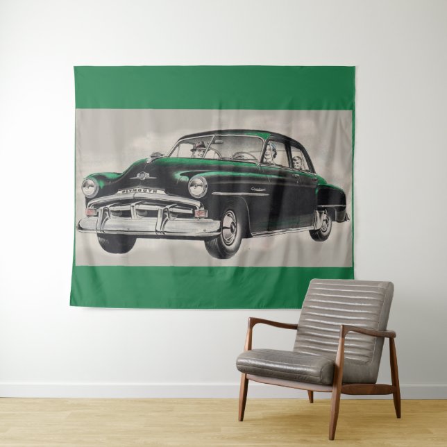 Tenture copie verte de voiture de 1951 Plymouth Cranbrook (En situation (horizontale))
