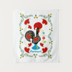 Tenture Coq traditionnel du Portugal en noir