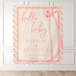 Tenture Coquette Blush Pink Bow Whimsical mignon Baby show