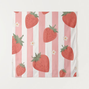 Tenture Coquette Fraise Rose Rayure Chambre Nounou
