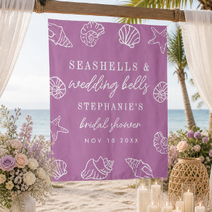 Tenture Coquillages Cloches de Mariage Rose Mauve Fête de