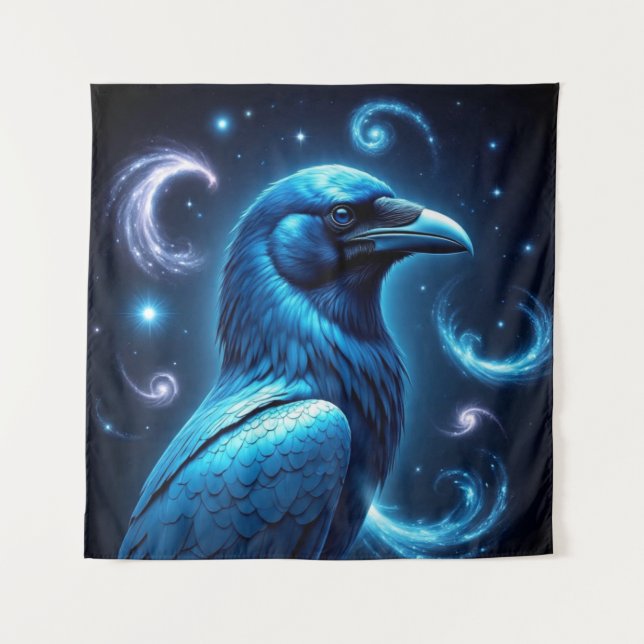 Tenture Corbeau bleu cosmique (Devant)