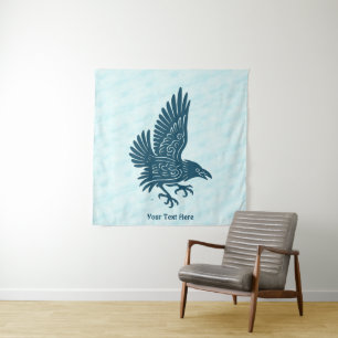Tenture Corbeau bleu dansant