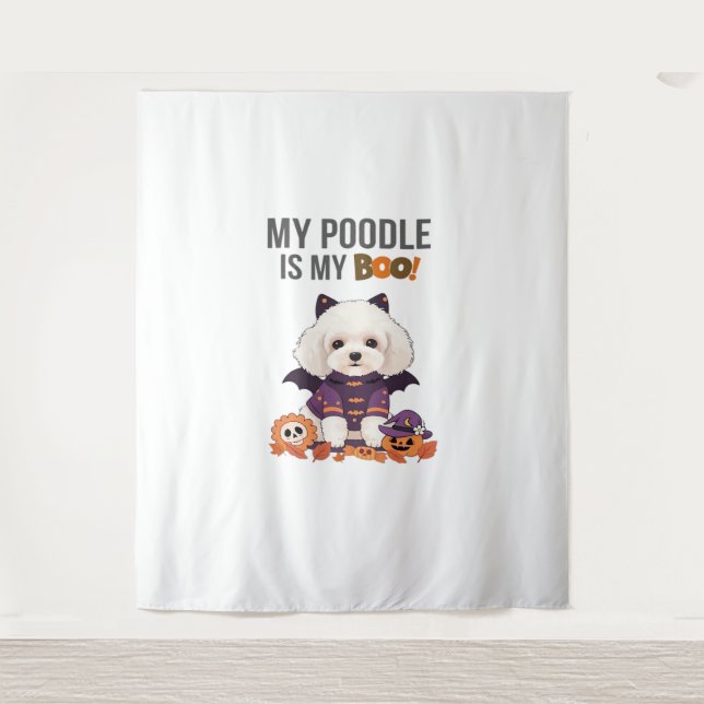 Tenture Costume d'Halloween de caniche Mon caniche est mon (Devant)