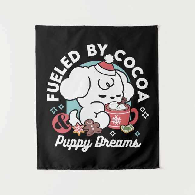 Tenture Cosy Puppy Dreams - Chocolat chaud et Noël (Devant)