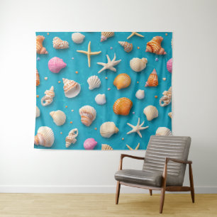 Tenture Côtière rustique - Coquillages, Poissons étoilés, 