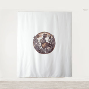 Tenture Cottagecore Rabbit Wild Hare Boho Rustique