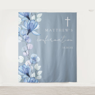 Tenture Couleur bleu bleu foncé Confirmation Florale Fond