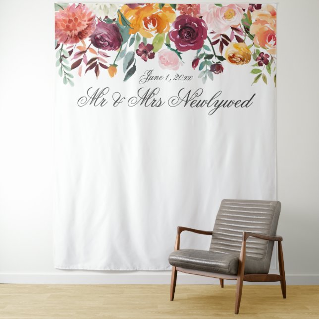 Tenture Couleur de chute Floral Mariage arrière-plan photo (En situation)