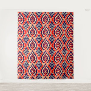 Tenture Couleur rouge ethnique motif de fleurs indiennes