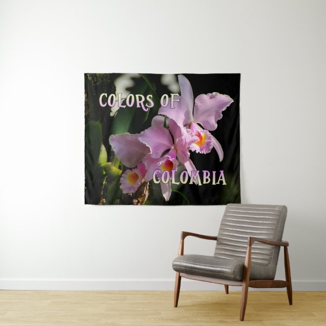 Tenture Couleurs de la Colombie Cattleya Orchidée Tapisser (En situation (horizontale))