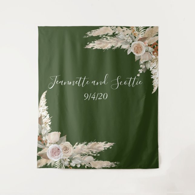 Tenture Couleurs de la Terre Mariage Herbe de Pampas Rose  (Devant)