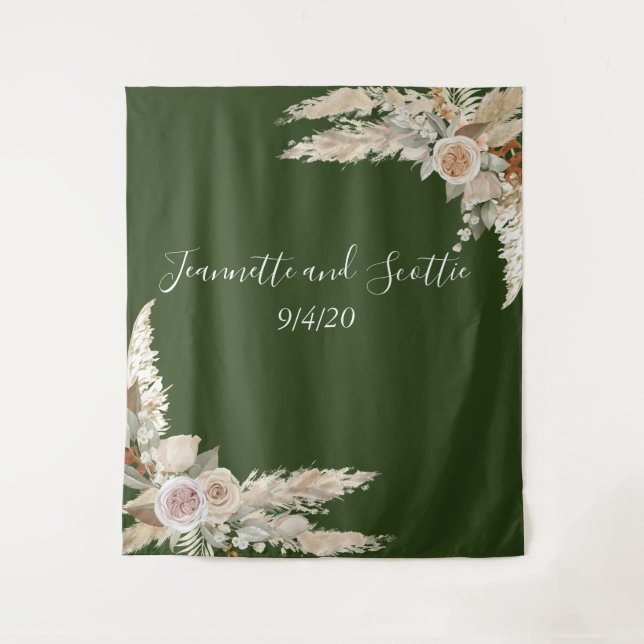 Tenture Couleurs de la Terre Mariage Pampas Rose en herbe  (Devant)