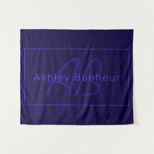 Tenture Couleurs Deep Purple Modernes Nom et Monogramme