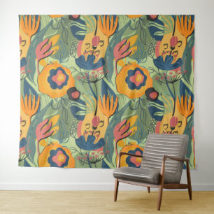 Tenture Couleurs riches fleurs exotiques sans couture moti