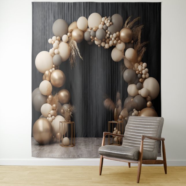Tenture Couleurs rustiques neutres Arche de ballon suspend (En situation)