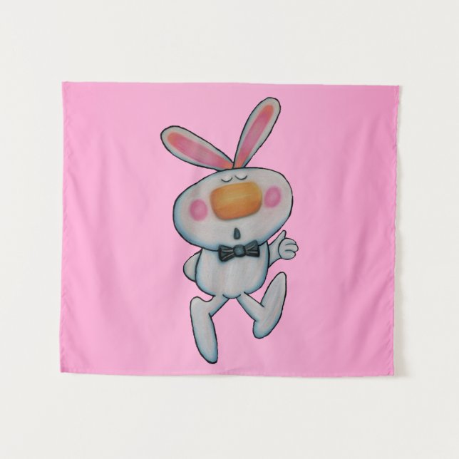 Tenture Coupe blanche de lapin mignonne vers le haut Crava (Devant (Horizontal))