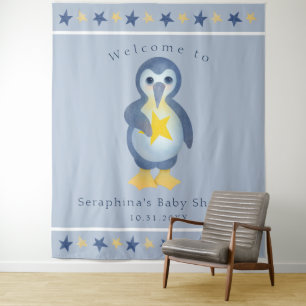 Tenture Coupe de Baby shower de pingouin d'hiver