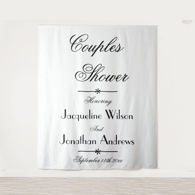 Tenture Couples nuptiaux Script de douche Photo Booth Arri (Devant)