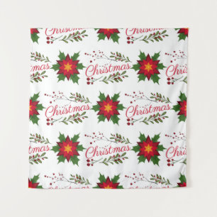Tenture Courbe fleurie de Noël motif floret holi