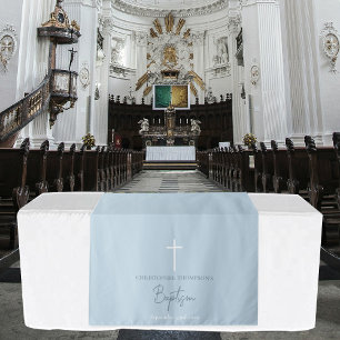 Tenture Coureur de table de baptême de croix de garçon ble
